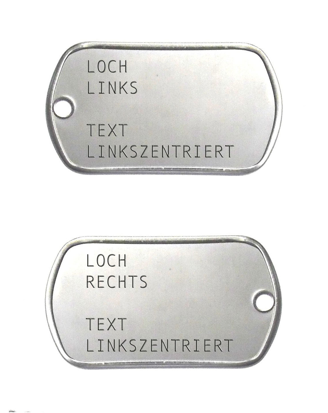 Erkennungsmarke mit Text-Wunschprägung (Army Dog Tag Style)