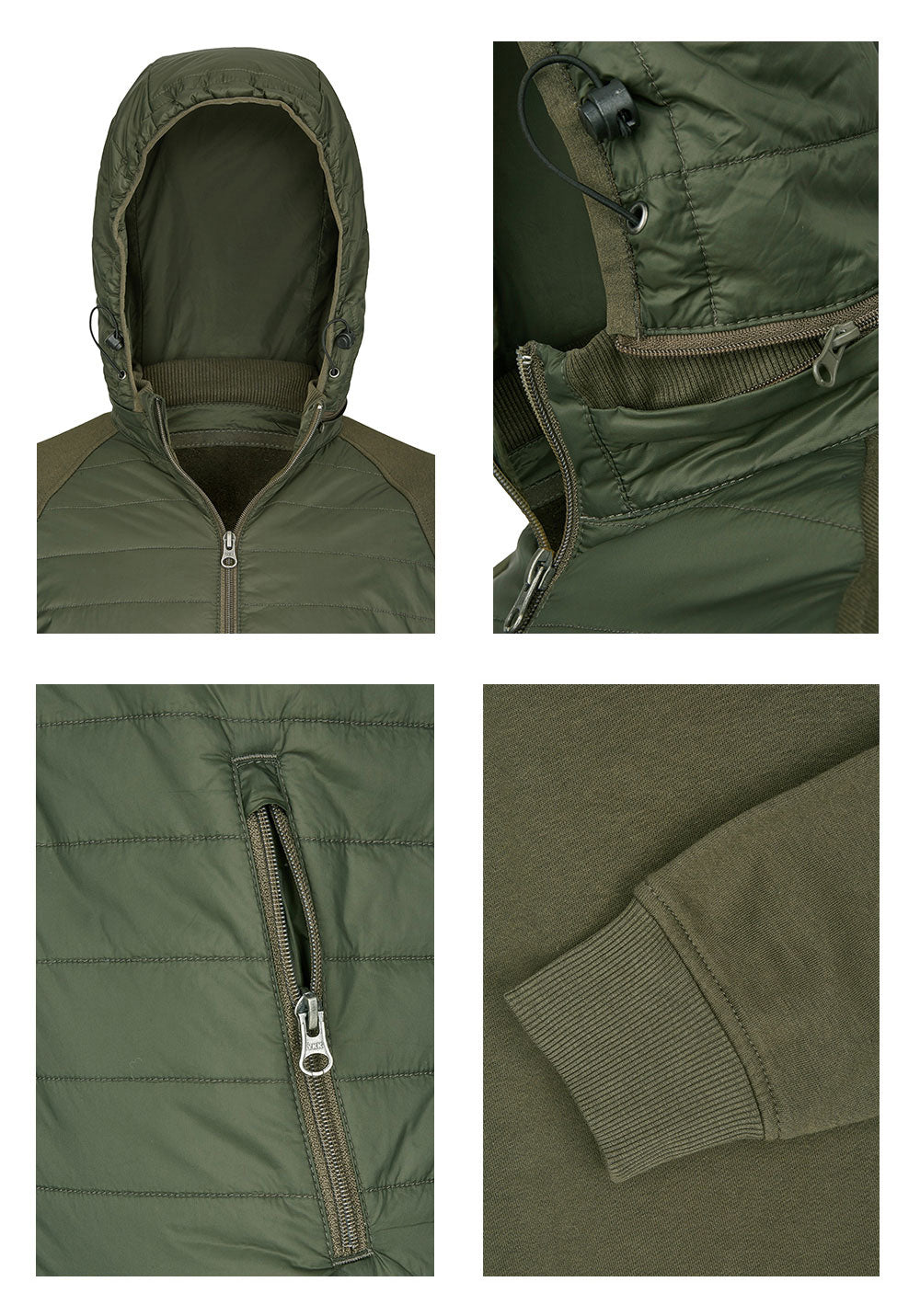 MMT 0810 ― Hybrid Material-Mix Sweatjacke mit abnehmbarer Kapuze - Solid Grau