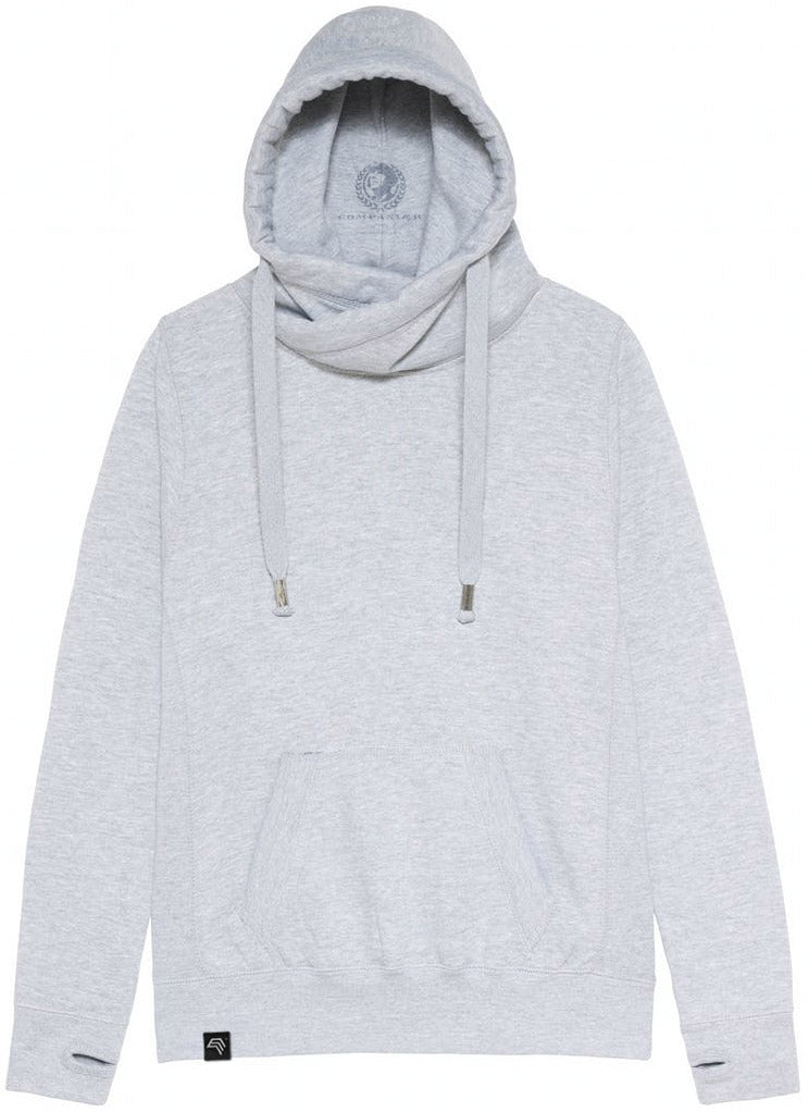 JDS 0021 ― Cross Neck Überkreuz Hoodie - Heather Grau Melange