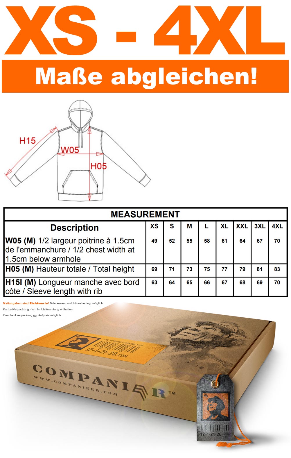 KRB K446 ― Bi-Color Hoodie Sweatshirt - Schwarz / Orange