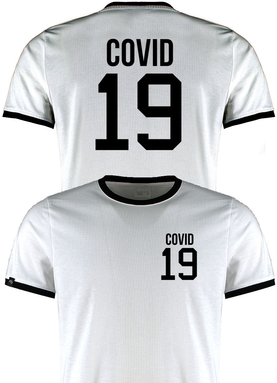 KKT K508 ― Covid 19 ― Fashion Ringer Contrast T-Shirt Trikot - Weiß / Schwarz