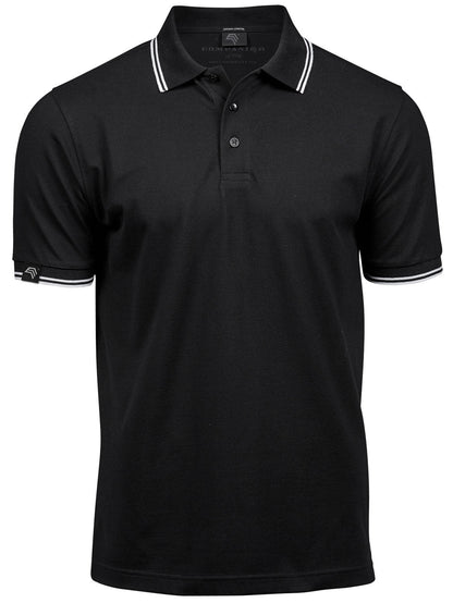 ― % ― TJS 1407 ― Luxury Stripe Stretch Bio-Baumwolle Polo Shirt - Schwarz / Weiß [S]