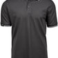 TJS 1407 ― Luxury Stripe Stretch Polo Shirt - Dark Grau / Weiß