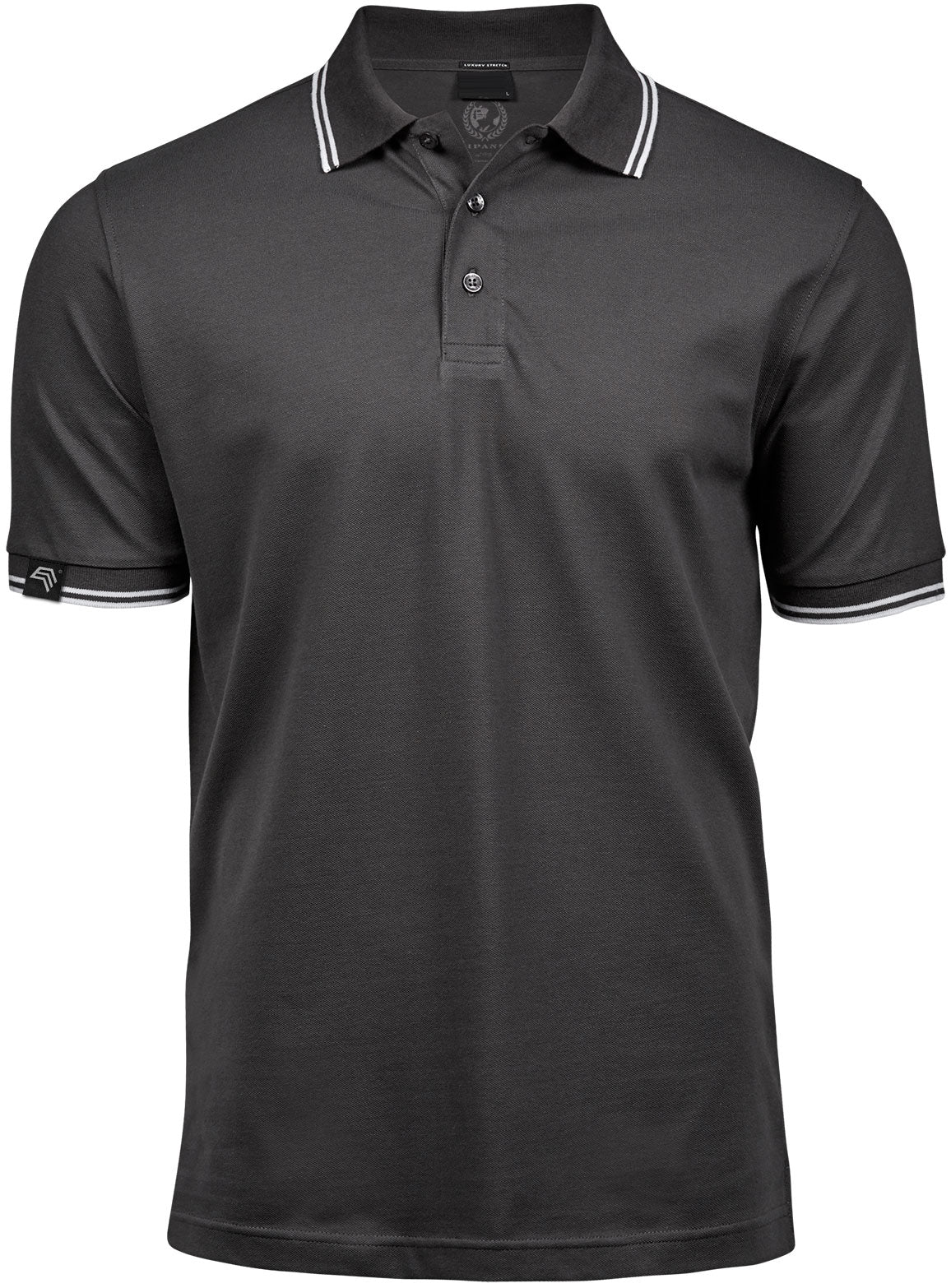 TJS 1407 ― Luxury Stripe Stretch Polo Shirt - Dark Grau / Weiß