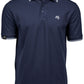 TJS 1407 ― Luxury Stripe Stretch Bio-Baumwolle Polo Shirt - Navy Blau / Weiß