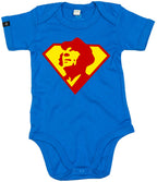 Super COMPANIEER ― Baby Body Comic Logo Strampler mit Bio-Baumwolle – Royalblau