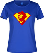 Super COMPANIEER ― Damen Comic-Logo Girlie T-Shirt – Royalblau
