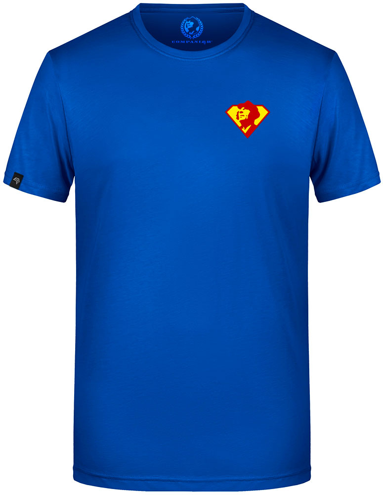 Super COMPANIEER ― Herren Comic-Logo T-Shirt – Royalblau