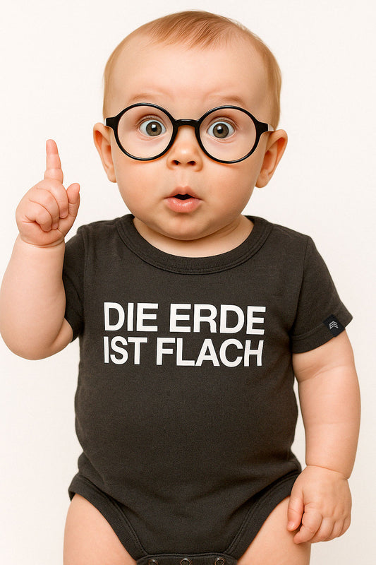 Die Erde ist flach ― Baby Body Organic T-Shirt - Schwarz