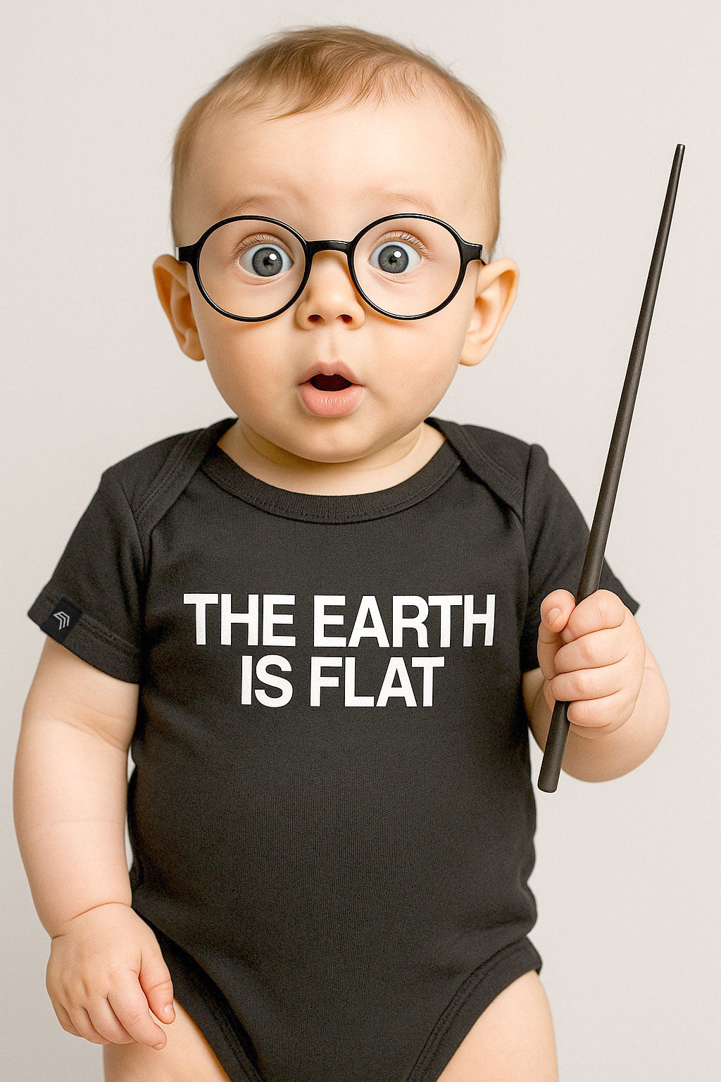 The Earth Is Flat ― Baby Satire-Strampler mit Bio-Baumwolle – Schwarz