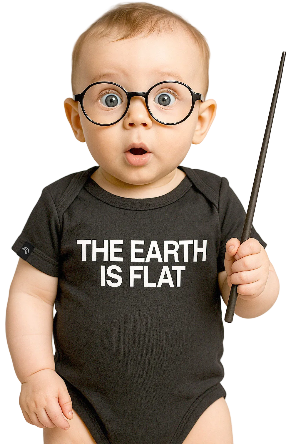 The Earth Is Flat ― Baby Satire-Strampler mit Bio-Baumwolle – Schwarz