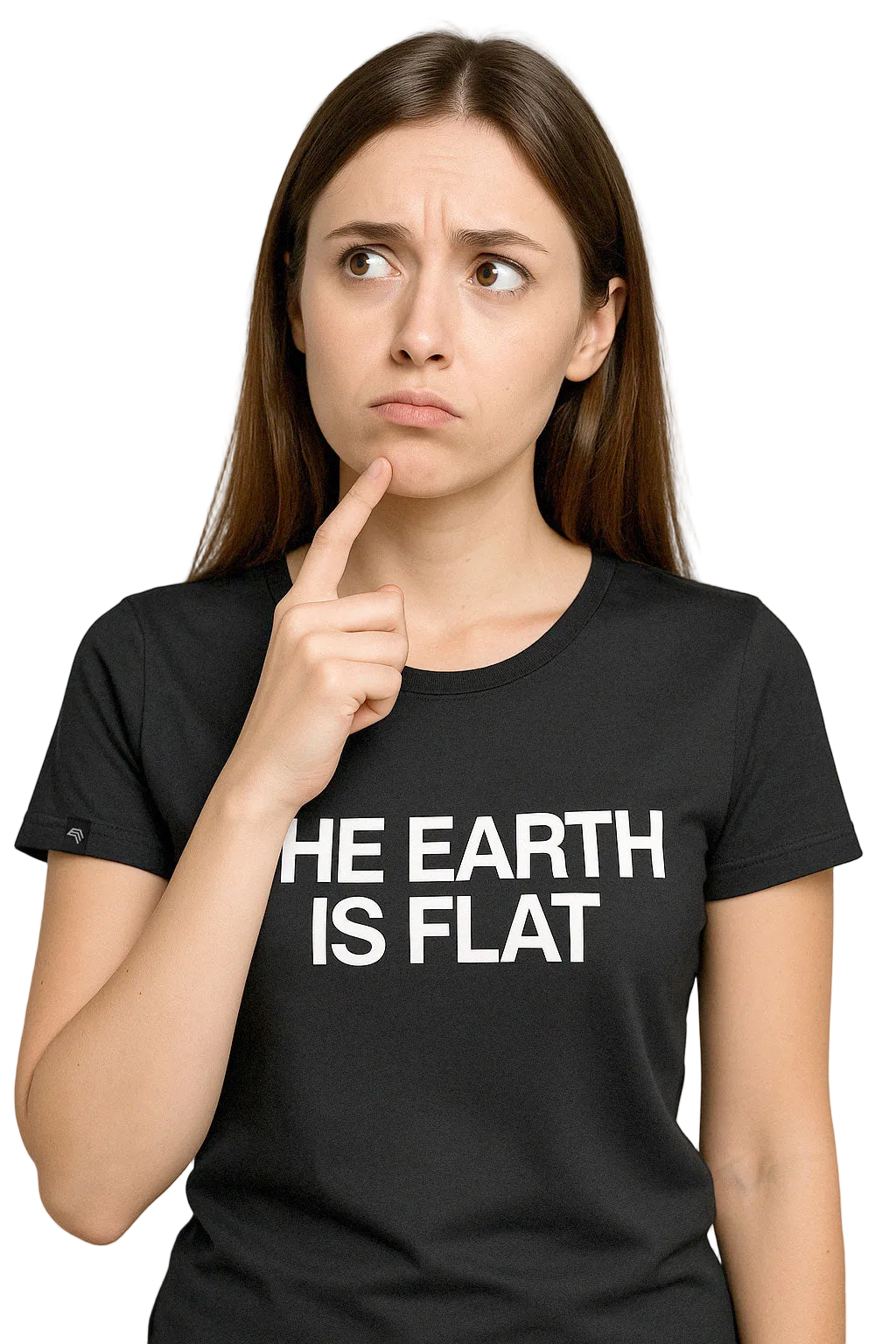 The Earth Is Flat ― Damen Satire-Girlie T-Shirt – Schwarz