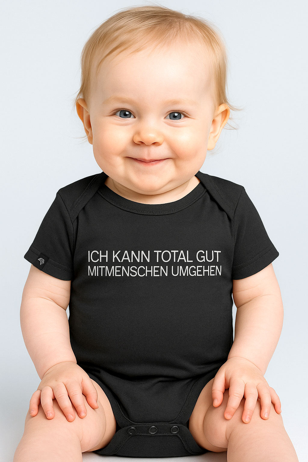 Ich kann total gut Mitmenschen umgehen ― Baby Statement Strampler mit Bio-Baumwolle – Schwarz