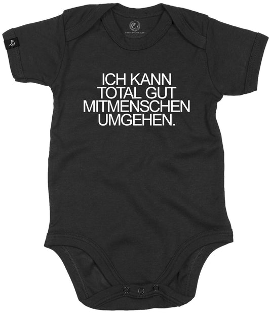 Ich kann total gut Mitmenschen umgehen ― Organic Baby Body Strampler aus Bio-Baumwolle - Schwarz