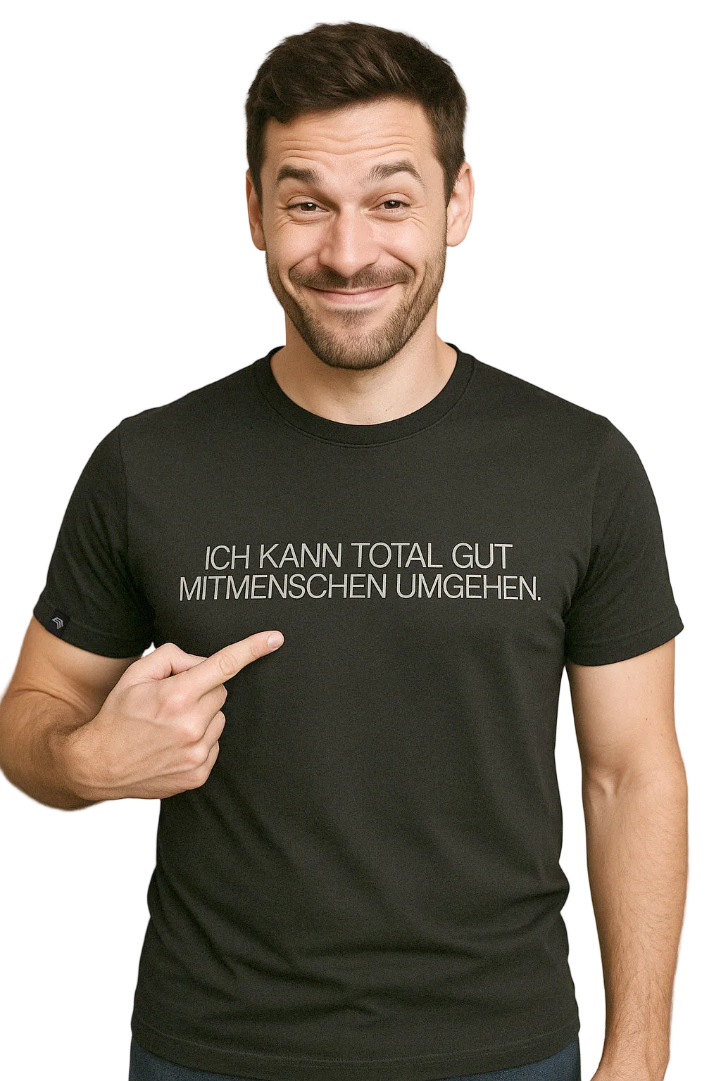 Ich kann total gut Mitmenschen umgehen ― Herren Unisex Statement T-Shirt – Schwarz