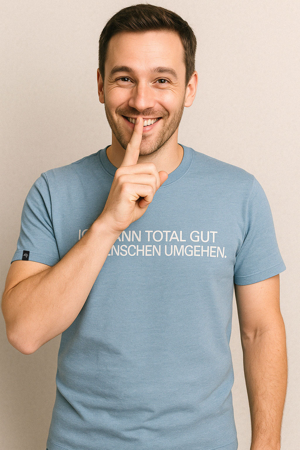 Ich kann total gut Mitmenschen umgehen ― Herren Unisex Statement T-Shirt – Schwarz