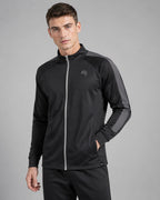 FNS 0871 ― Sportjacke mit Kontraststreifen – Schwarz / Dunkelgrau