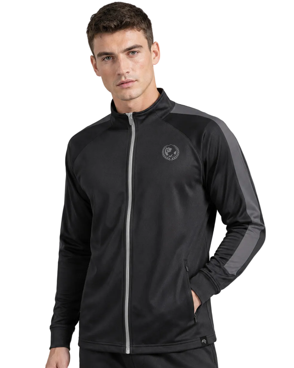 FNS 0871/170 ― Trainingsjacke aus Interlock-Strickgewebe – Schwarz / Grau