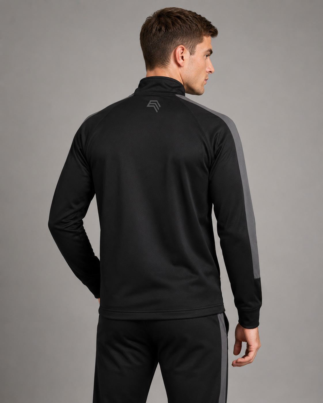 FNS 0871/170 ― Unisex Contrast Stripes Sports Jacket - Black / Grey