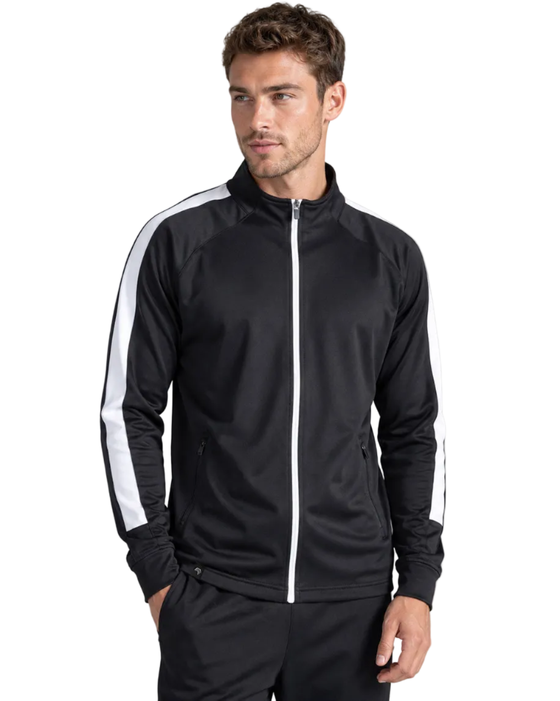 FNS 0871 ― Trainingsjacke Schwarz/Dunkelgrau mit Kontrast-Ärmeleinsätzen