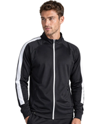 FNS 0871 ― Trainingsjacke Schwarz/Weiß mit weißem Frontzip und Ärmelkontrast