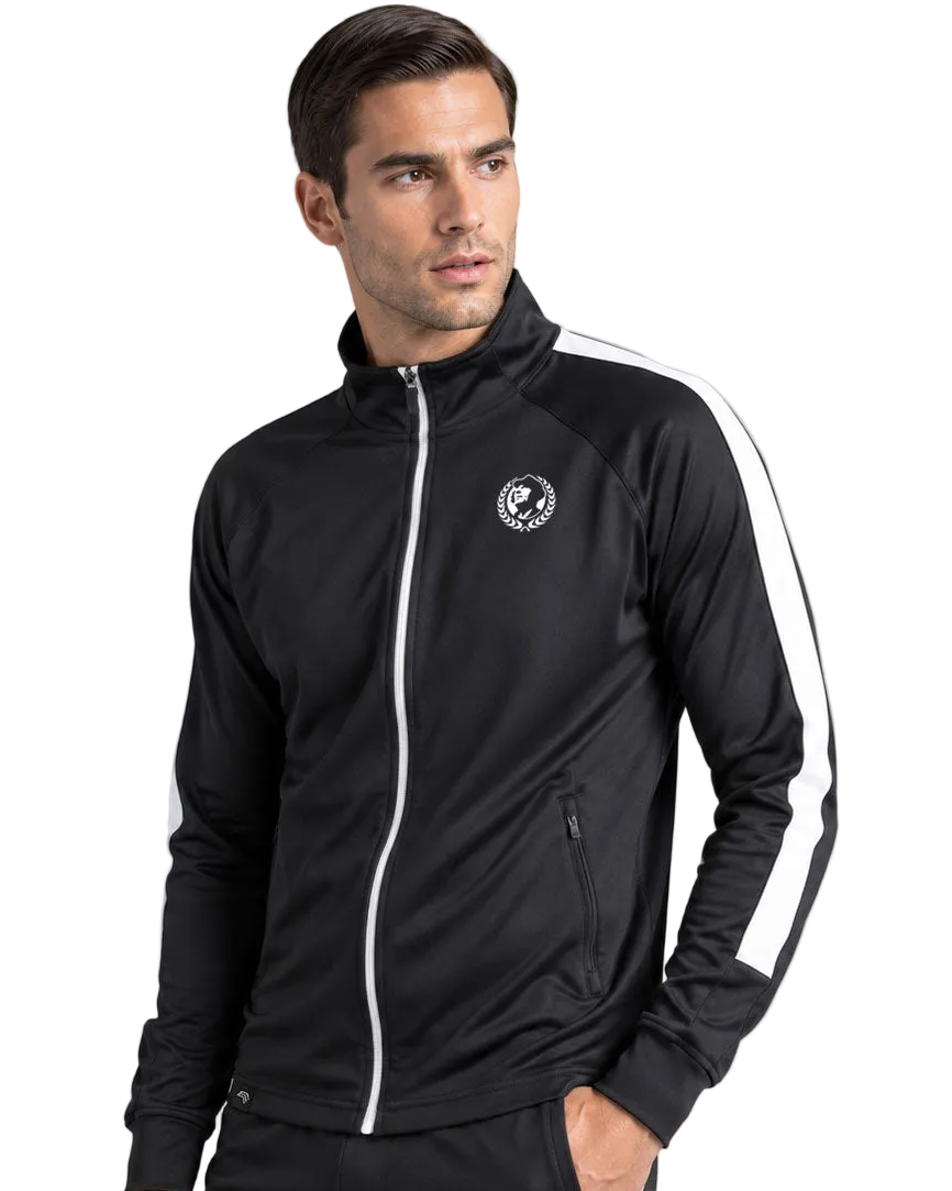 FNS 0871/170 ― Sportliche Trainingsjacke mit Kontrastdetails – Schwarz / Weiß