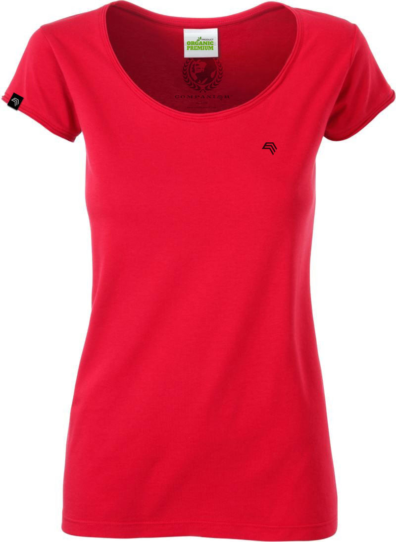 JAN 8001 ― Women's Organic Cotton Rolled Hem T-Shirt - Red