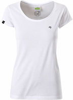 ― % ― JAN 8001 ― Women's Organic Cotton Lettuce Hem T-Shirt - White [XS]