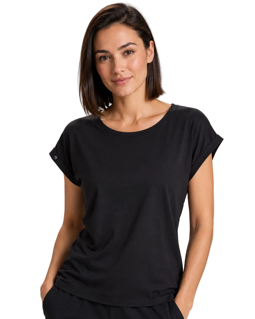 Auslaufmodell ― JAN 8005 ― Damen T-Shirt mit lässigem Ärmelumschlag in Fledermausoptik