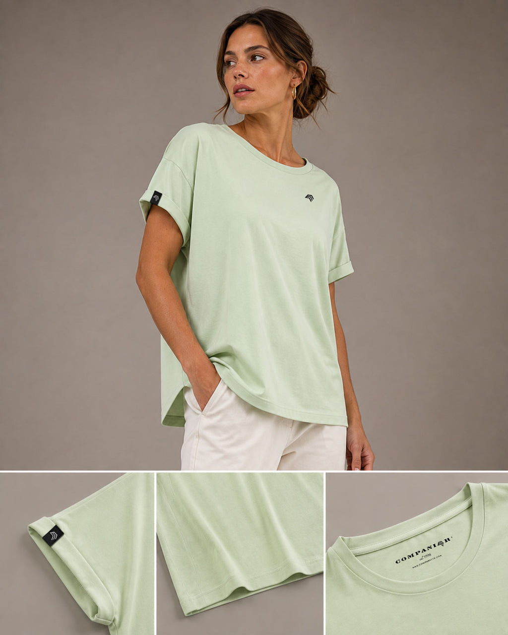 2 Auslaufmodell ― JAN 8005 ― Damen T-Shirt mit lässigem Ärmelumschlag in Fledermausoptik (Kopie)