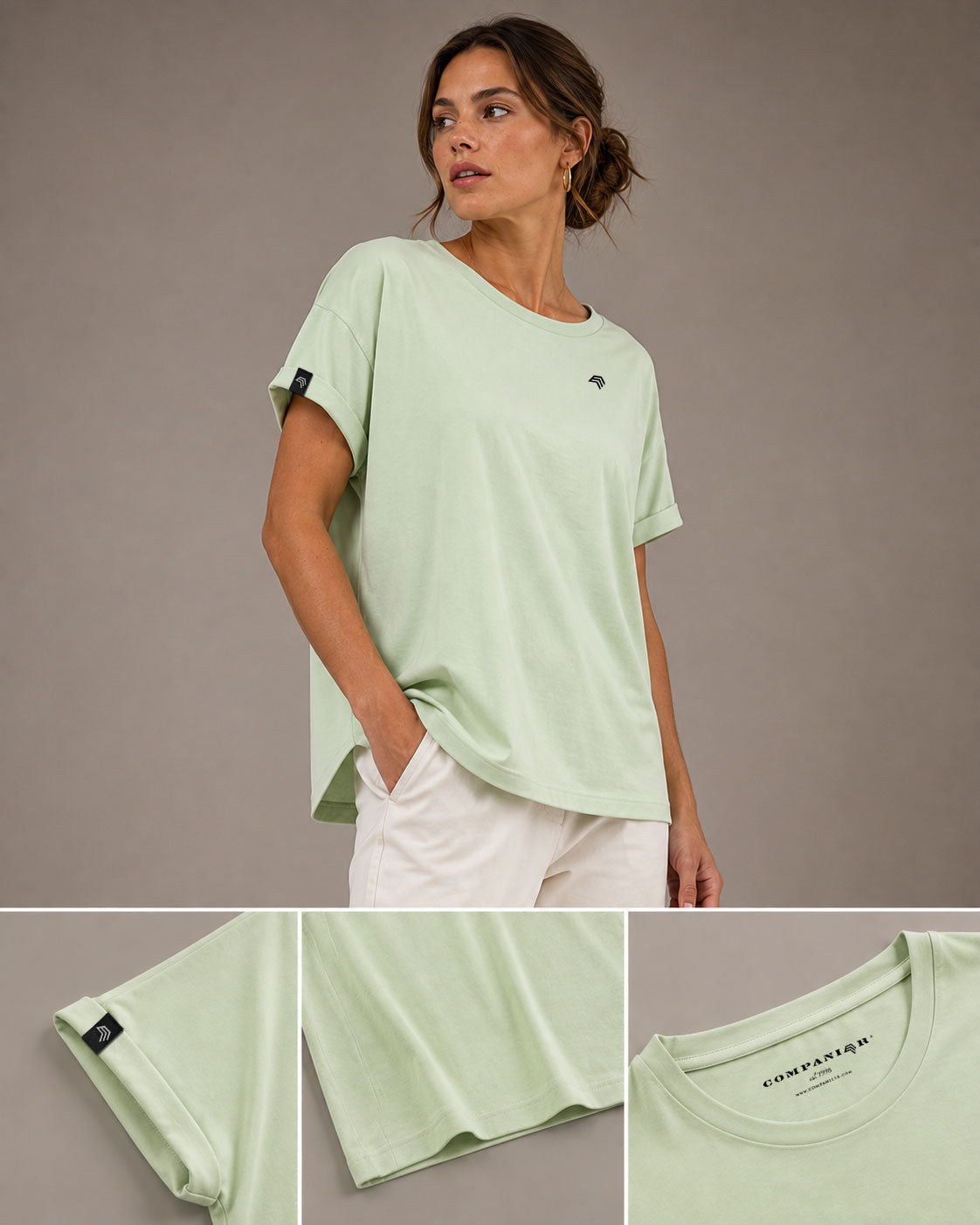 2 Auslaufmodell ― JAN 8005 ― Damen T-Shirt mit lässigem Ärmelumschlag in Fledermausoptik (Kopie)