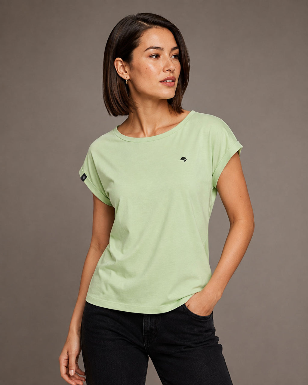 2 Auslaufmodell ― JAN 8005 ― Damen T-Shirt mit lässigem Ärmelumschlag in Fledermausoptik (Kopie)