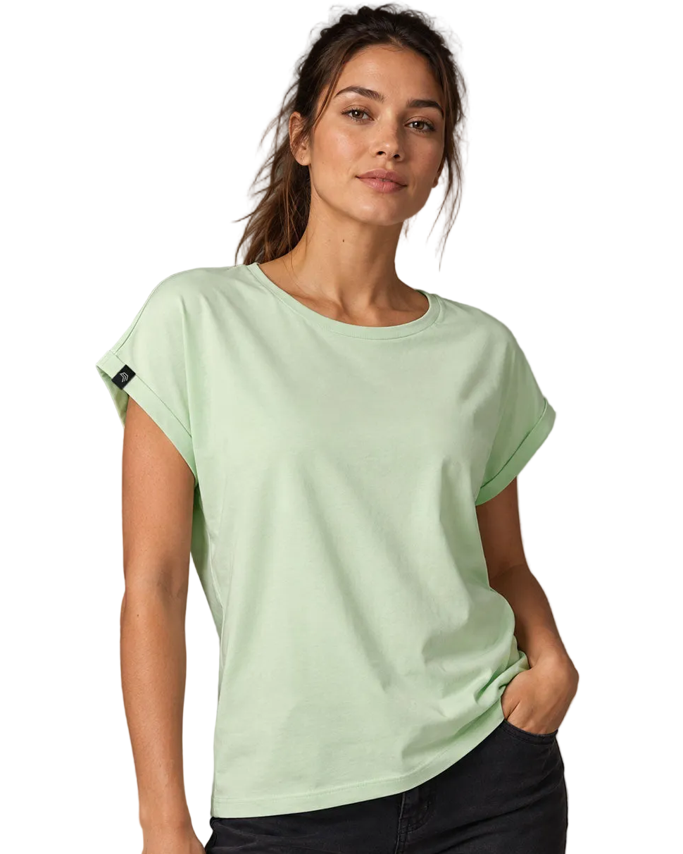 JAN 8005 ― Damen T-Shirt mit lässigem Ärmelumschlag in Fledermausoptik