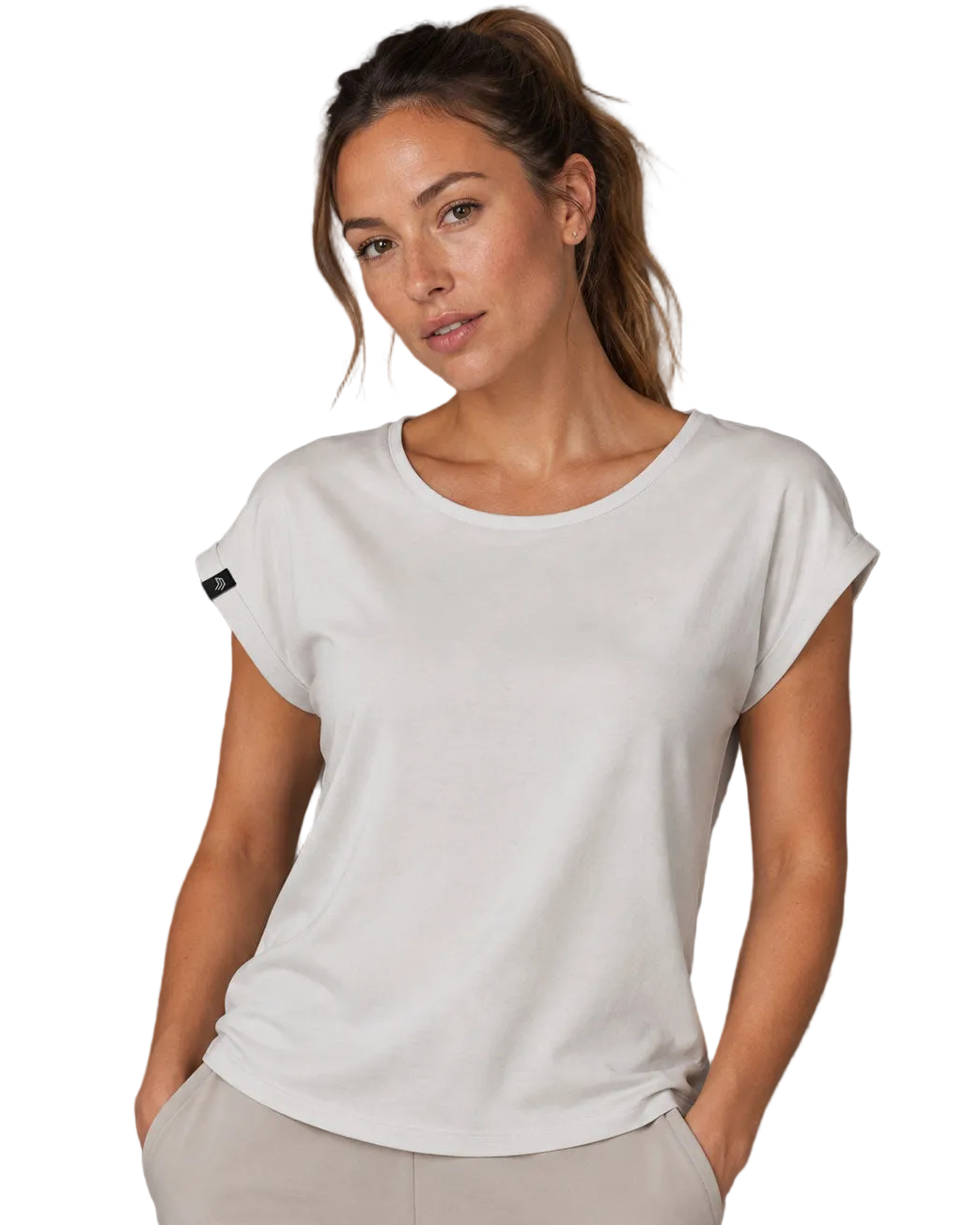 Auslaufmodell ― JAN 8005 ― Damen T-Shirt mit lässigem Ärmelumschlag in Fledermausoptik