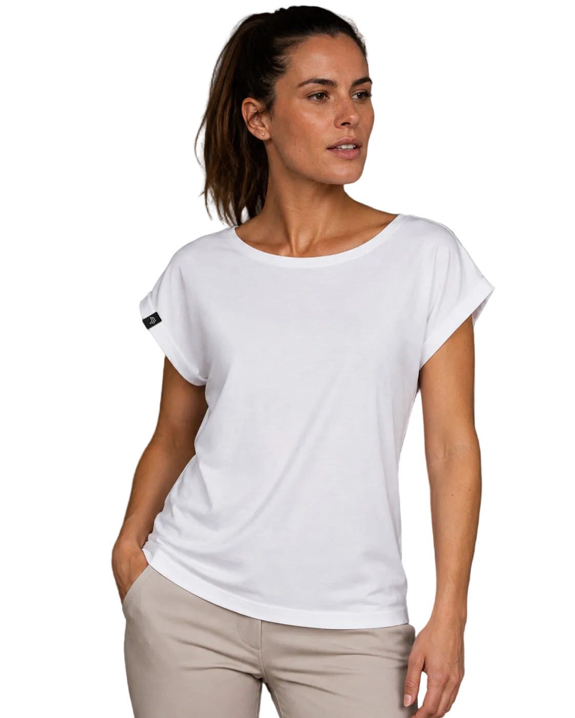 Auslaufmodell ― JAN 8005 ― Damen T-Shirt mit lässigem Ärmelumschlag in Fledermausoptik