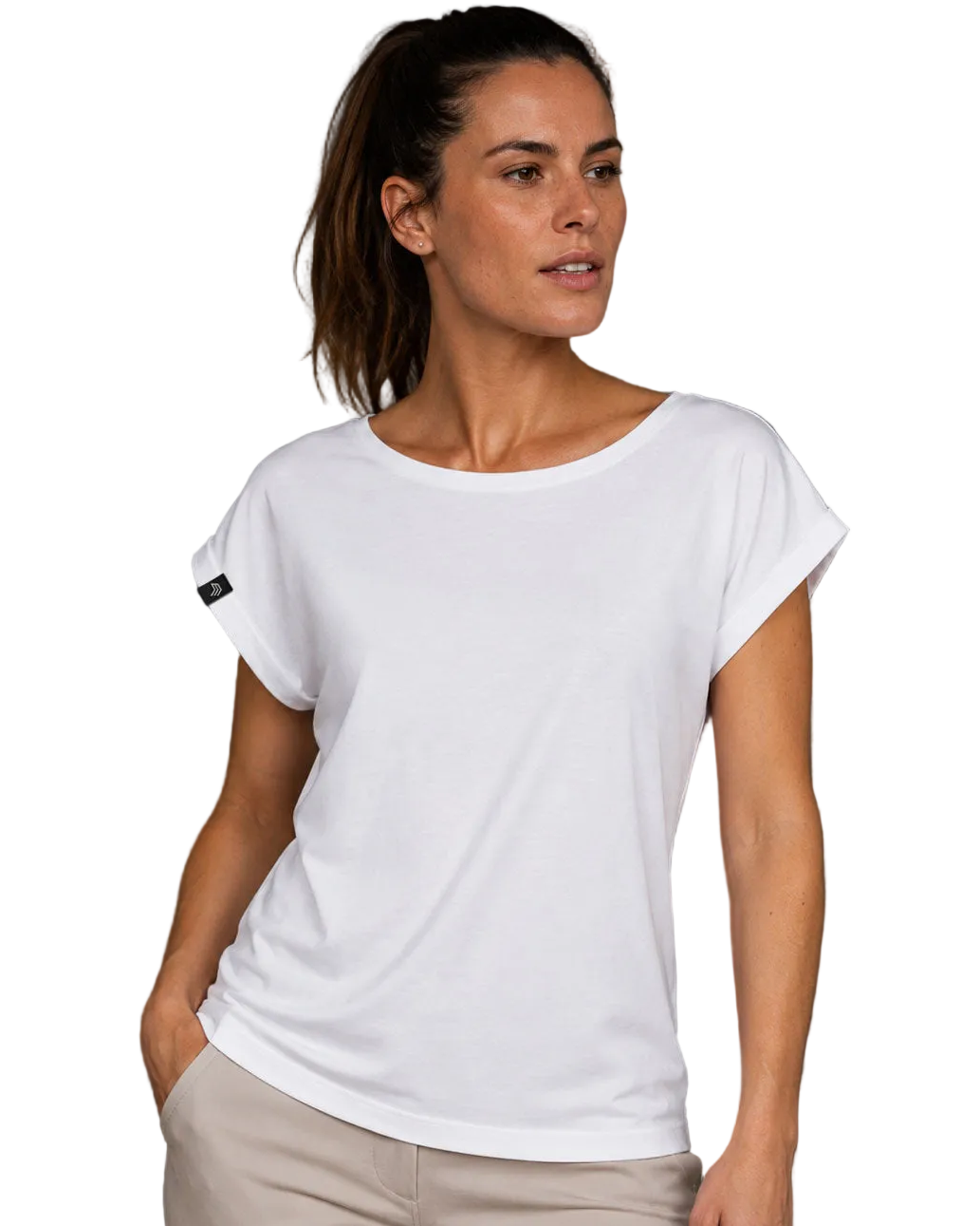 Auslaufmodell ― JAN 8005 ― Damen T-Shirt mit lässigem Ärmelumschlag in Fledermausoptik
