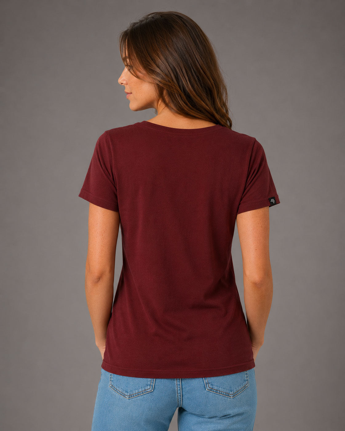 ― % ― JAN 8007/ ― Damen T-Shirt aus Bio-Baumwolle – Weinrot / Bordeauxrot [XS / XL]