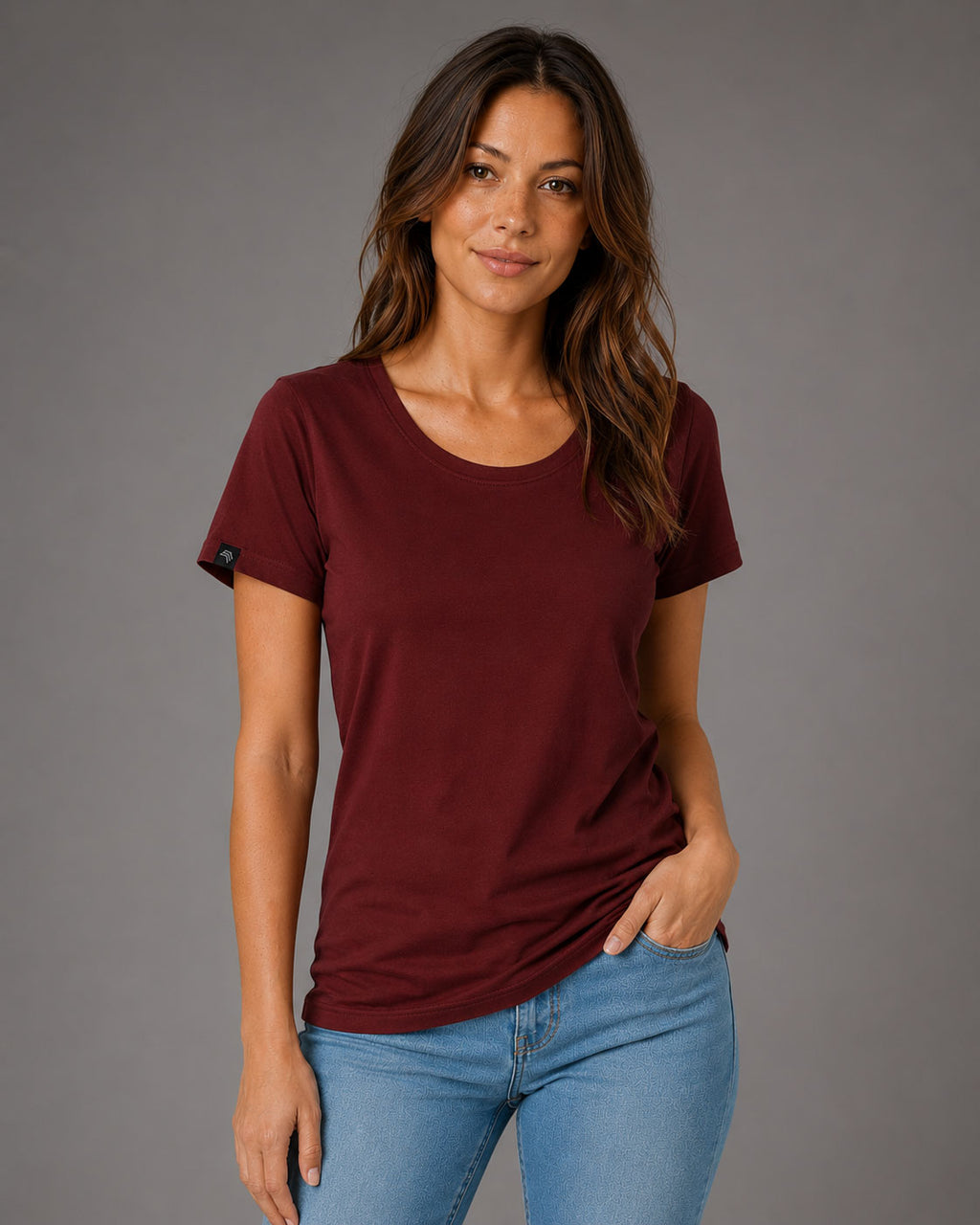 JAN 8007 ― Damen T-Shirt aus Bio-Baumwolle – Weinrot / Bordeauxrot