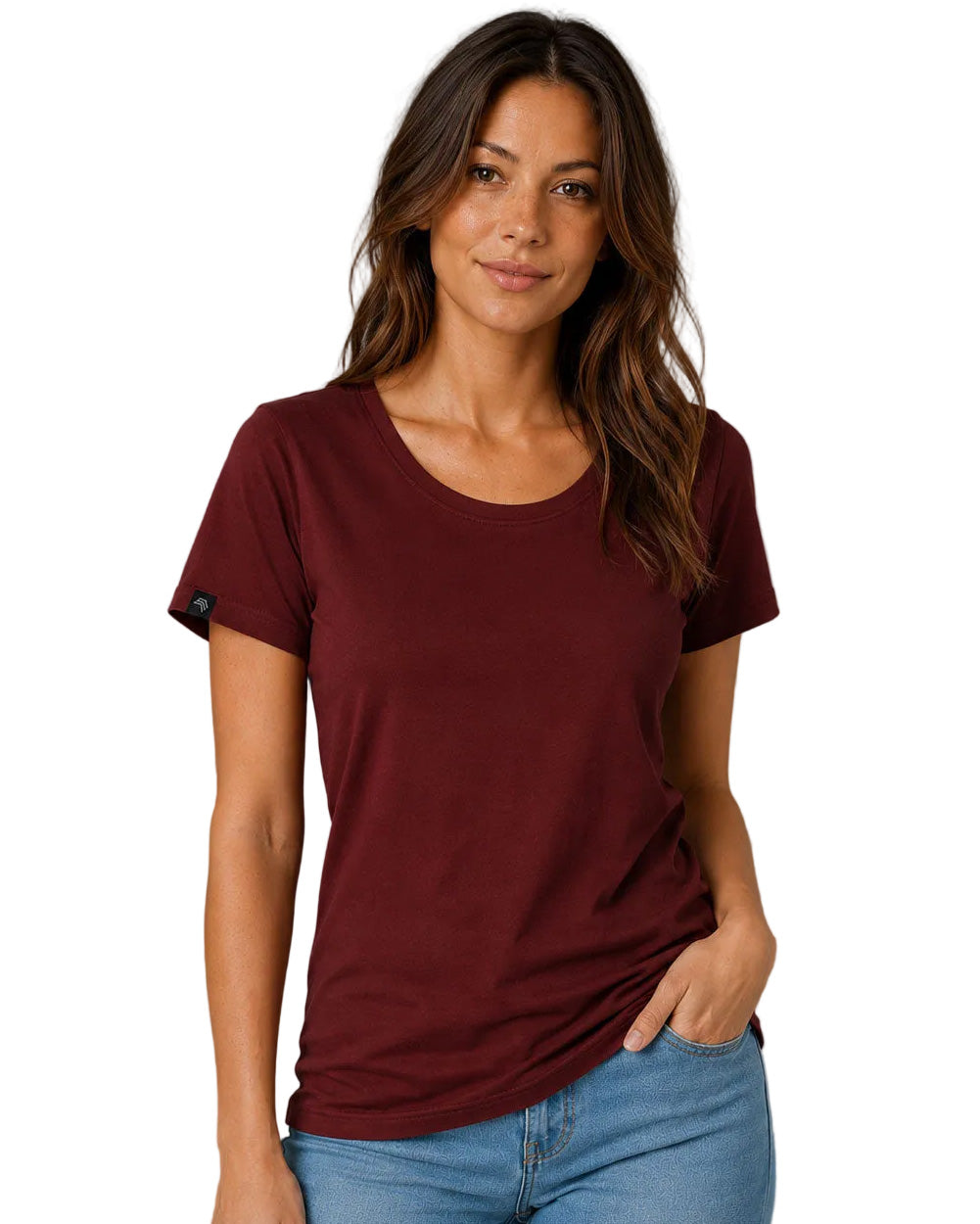 JAN 8007 ― Damen T-Shirt aus Bio-Baumwolle – Weinrot / Bordeauxrot