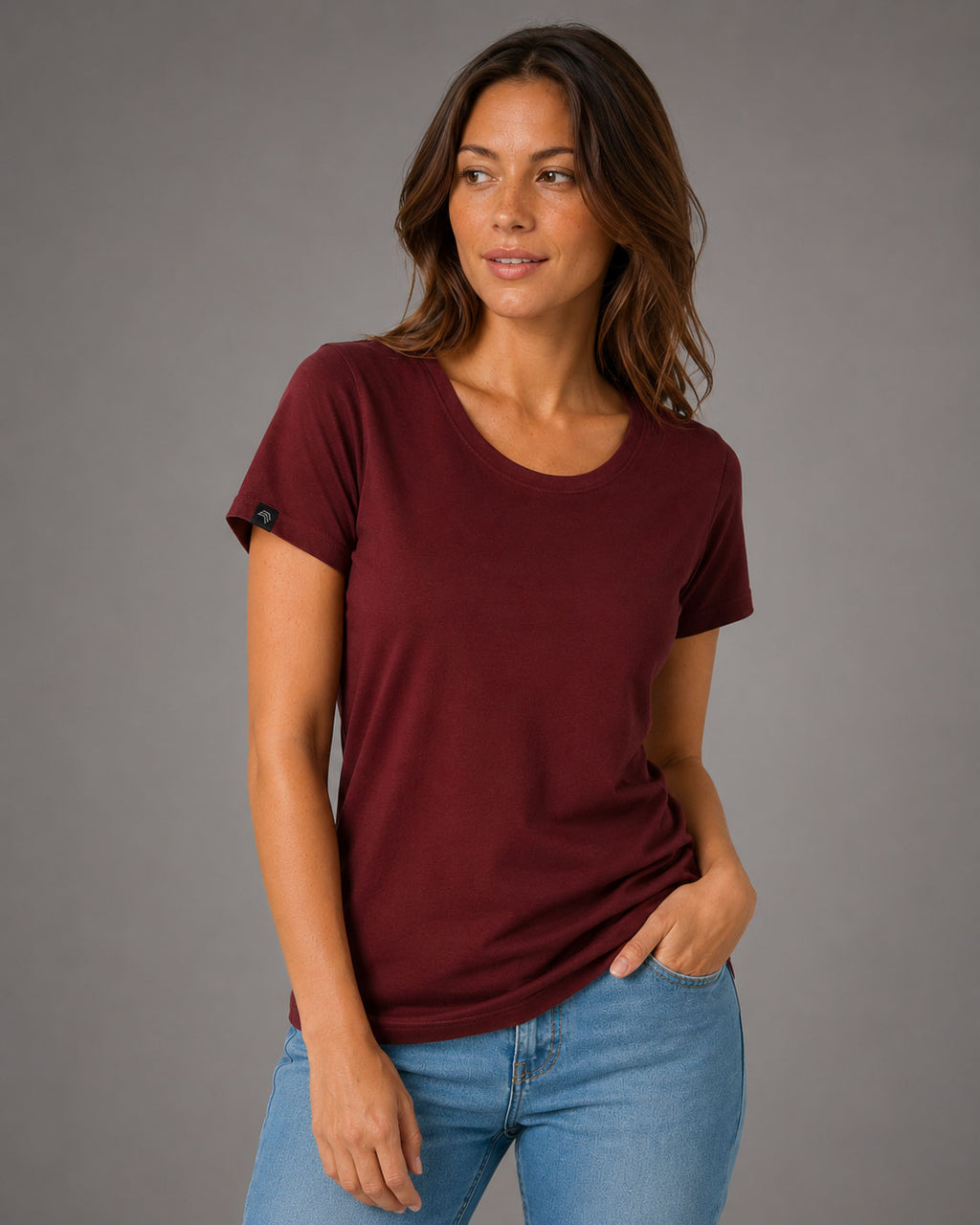 ― % ― JAN 8007/ ― Women's Organic Cotton T-Shirt – Wine Red / Bordeaux [XS / S / XL]