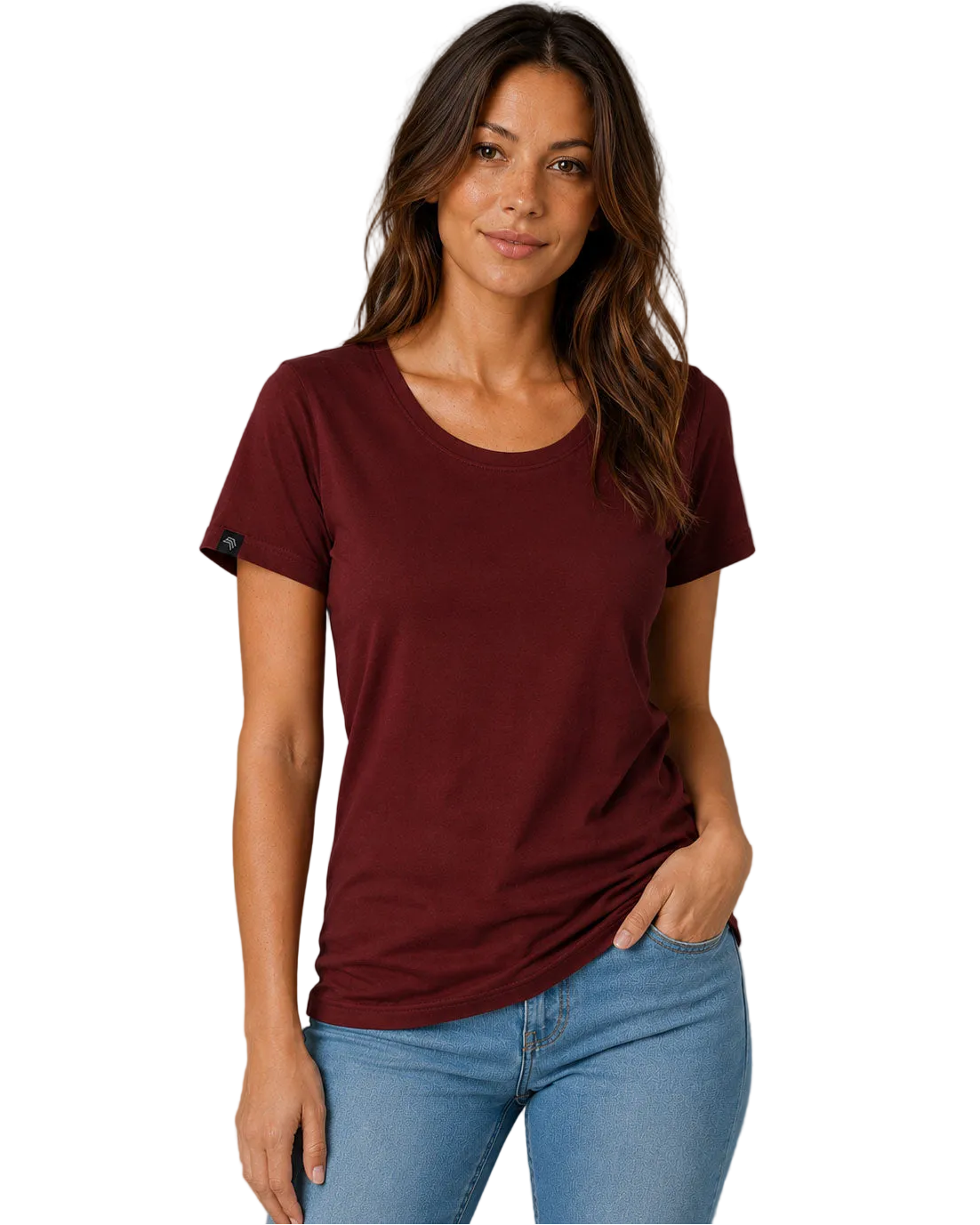 JAN 8007 ― Damen T-Shirt aus Bio-Baumwolle – Weinrot / Bordeauxrot