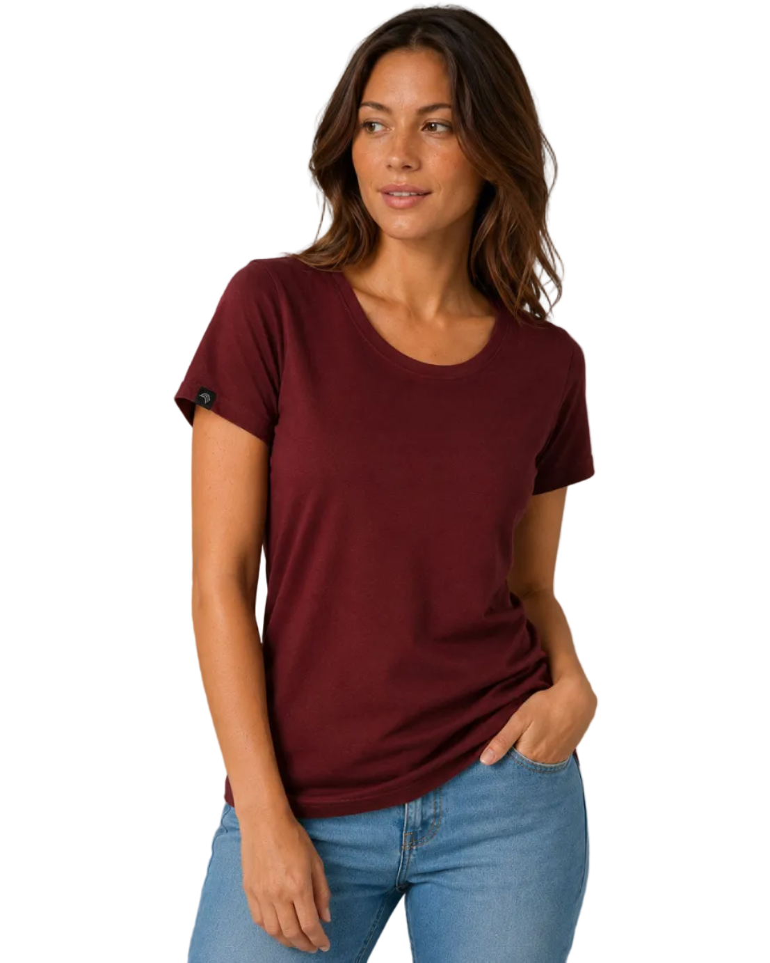 ― % ― JAN 8007 ― Damen T-Shirt aus Bio-Baumwolle – Weinrot / Bordeauxrot / XS / XL