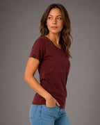 JAN 8007 ― Damen T-Shirt aus Bio-Baumwolle – Weinrot / Bordeauxrot