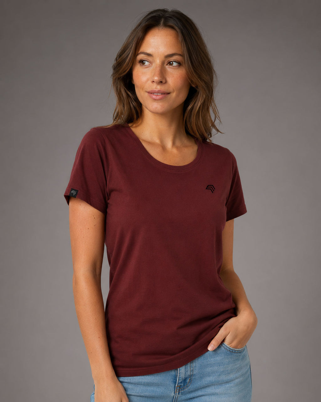 JAN 8007 ― Damen T-Shirt aus Bio-Baumwolle – Weinrot / Bordeauxrot