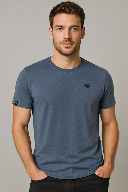 JAN 8008 ― Herren Bio-Baumwolle T-Shirt - Melange Denim Blau