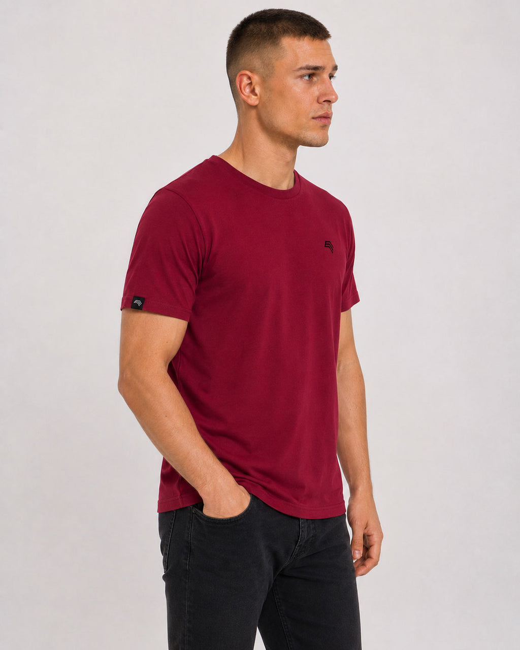 JAN 8008 ― Herren T-Shirt aus Bio-Baumwolle – Weinrot / Bordeauxrot