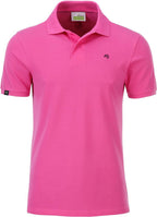 Herren-Piqué-Polo JAN 8010 in kräftigem Pink aus 100 % Bio-Baumwolle mit klassischem Polokragen