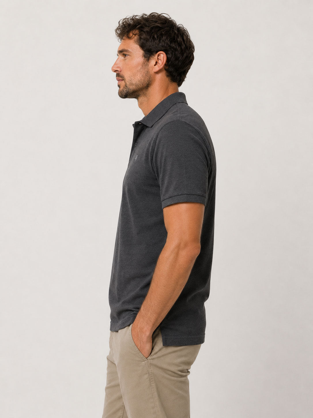 JAN 8010 ― Herren Polo Shirt mit Bio-Baumwolle - Heather Schwarz Grau Melange