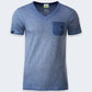 Auslaufartikel ― JAN 8016 ― Herren Bio-Baumwolle V-Neck Flammgarn T-Shirt - Denim Blau