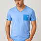 Auslaufartikel ― JAN 8016 ― Herren Bio-Baumwolle V-Neck Flammgarn T-Shirt - Horizon Blau